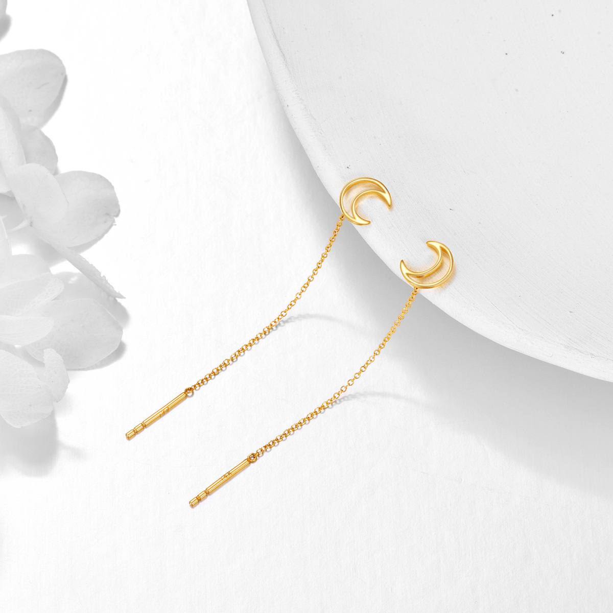 18K Gold Moon Drop Earrings-3