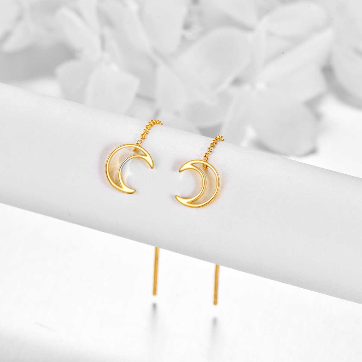 10K Gold Moon Drop Earrings-4