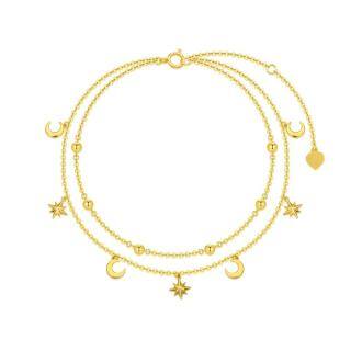 10K Gold Moon & Star Multi-layered Anklet-56