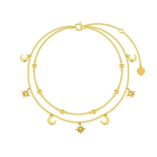 14K Gold Moon Multi-layered Anklet-1