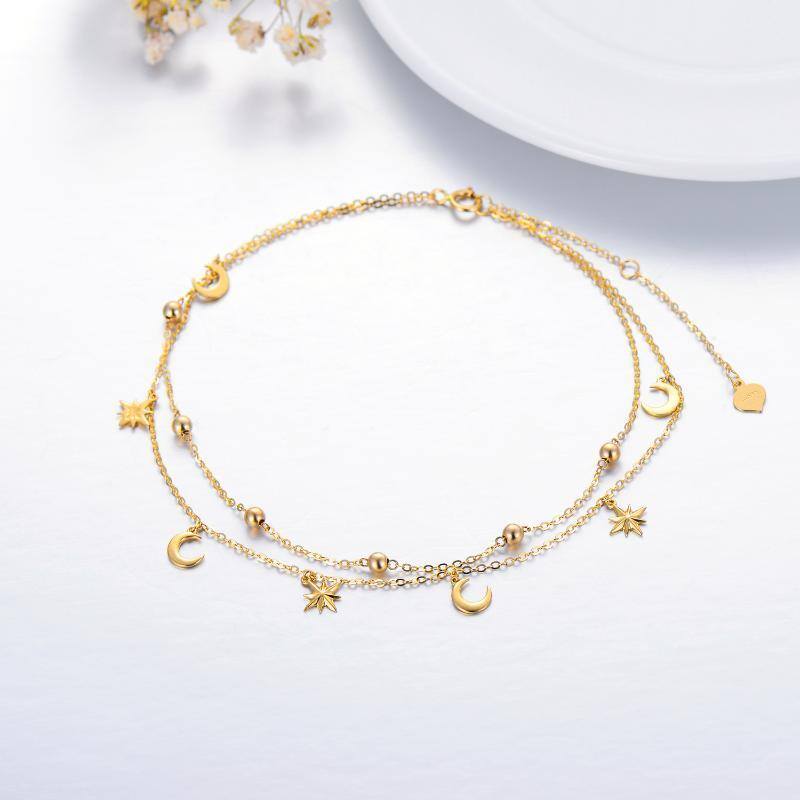 14K Gold Moon Multi-layered Anklet-3