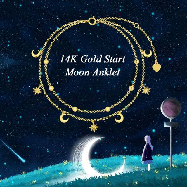 Wielowarstwowa bransoletka na kostkę 14K Gold Moon-5