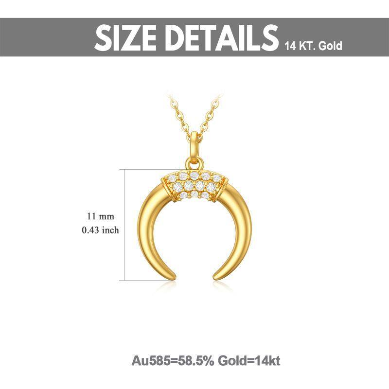 10K Gold Cubic Zirconia Moon Pendant Necklace-5