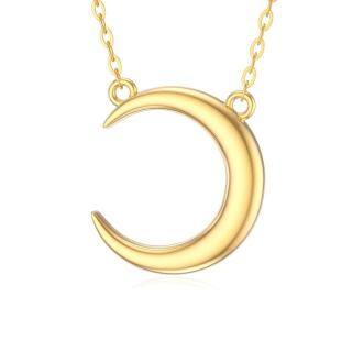 10K Gold Moon Pendant Necklace-58