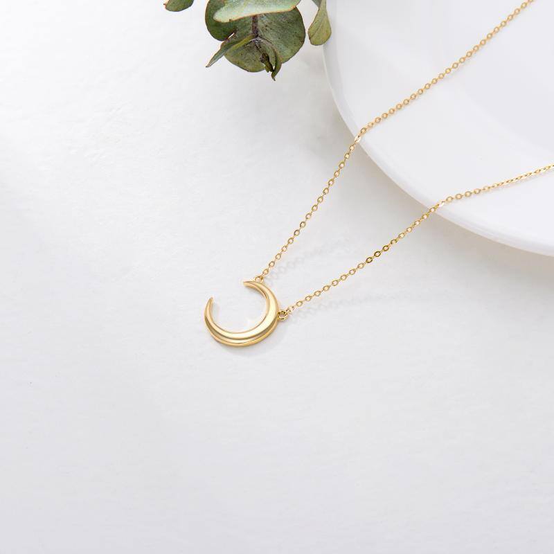 10K White Gold Moon Pendant Necklace-4