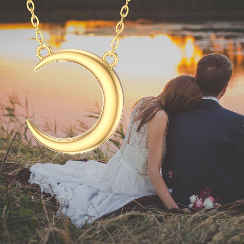 10K White Gold Moon Pendant Necklace-5