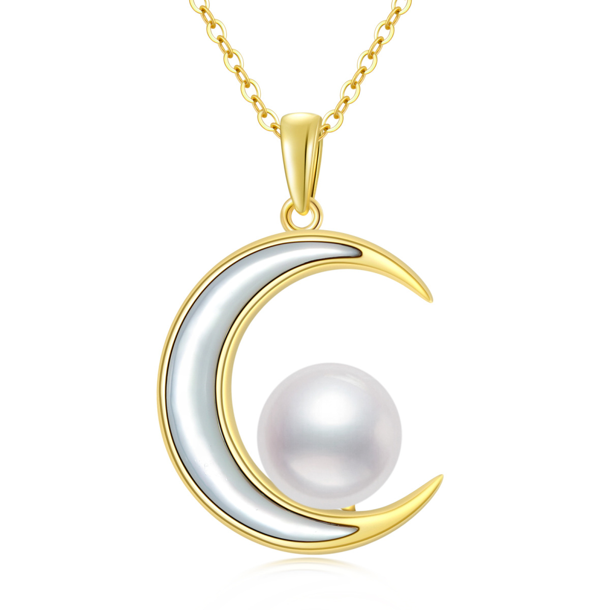 Collar Colgante Luna Oro 14K-1