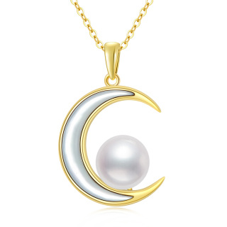 10K Gold Moon Pendant Necklace-32