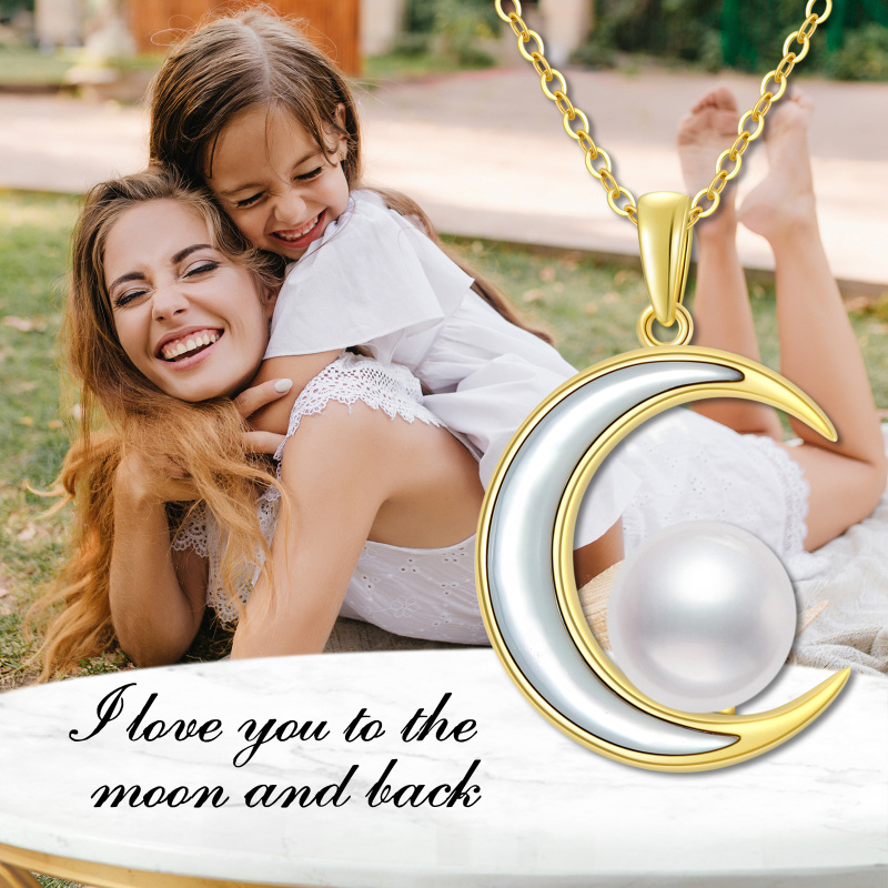 14K Gold Moon Pendant Necklace-4