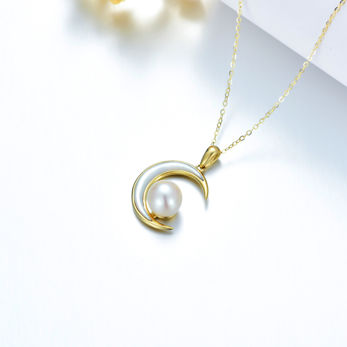 10K Gold Moon Pendant Necklace-6