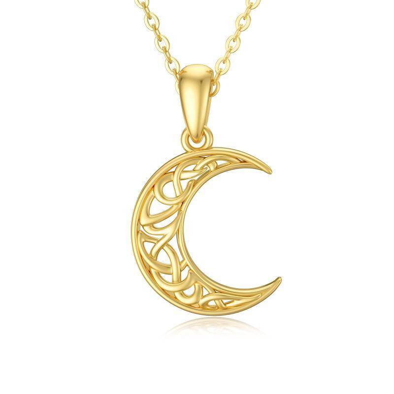 Collana con ciondolo a forma di luna in oro 14K-1