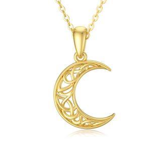 10K Gold Moon Pendant Necklace-44