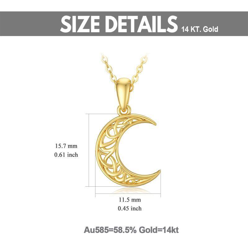 Collana con ciondolo a forma di luna in oro 14K-5