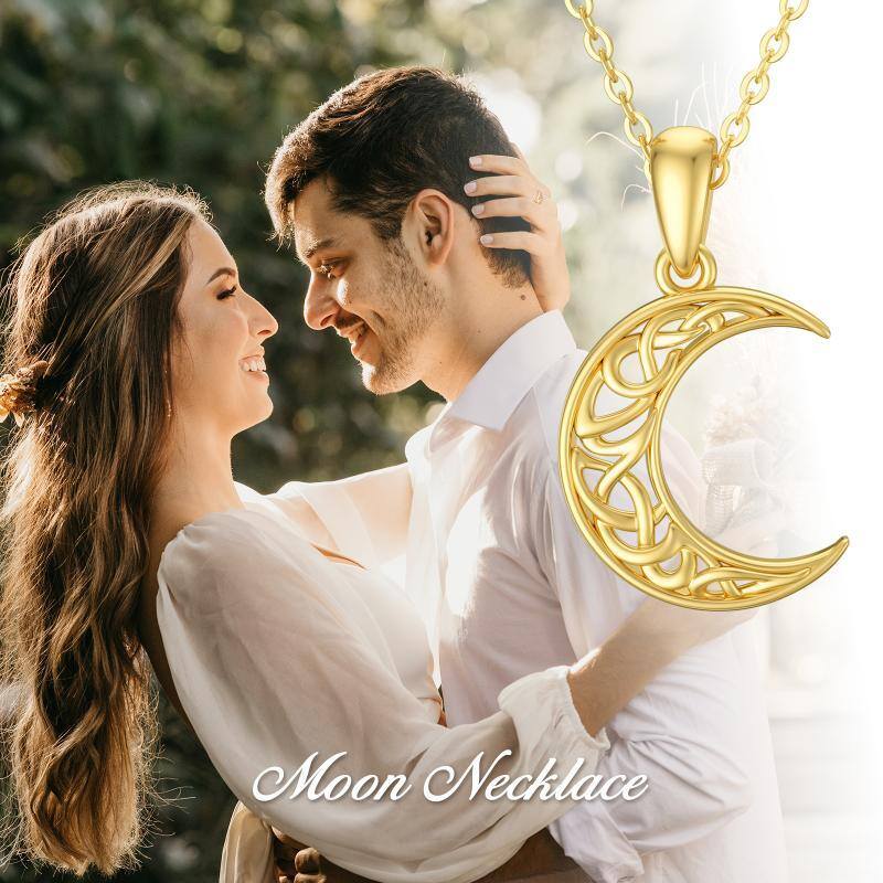 Collana con ciondolo a forma di luna in oro 14K-6