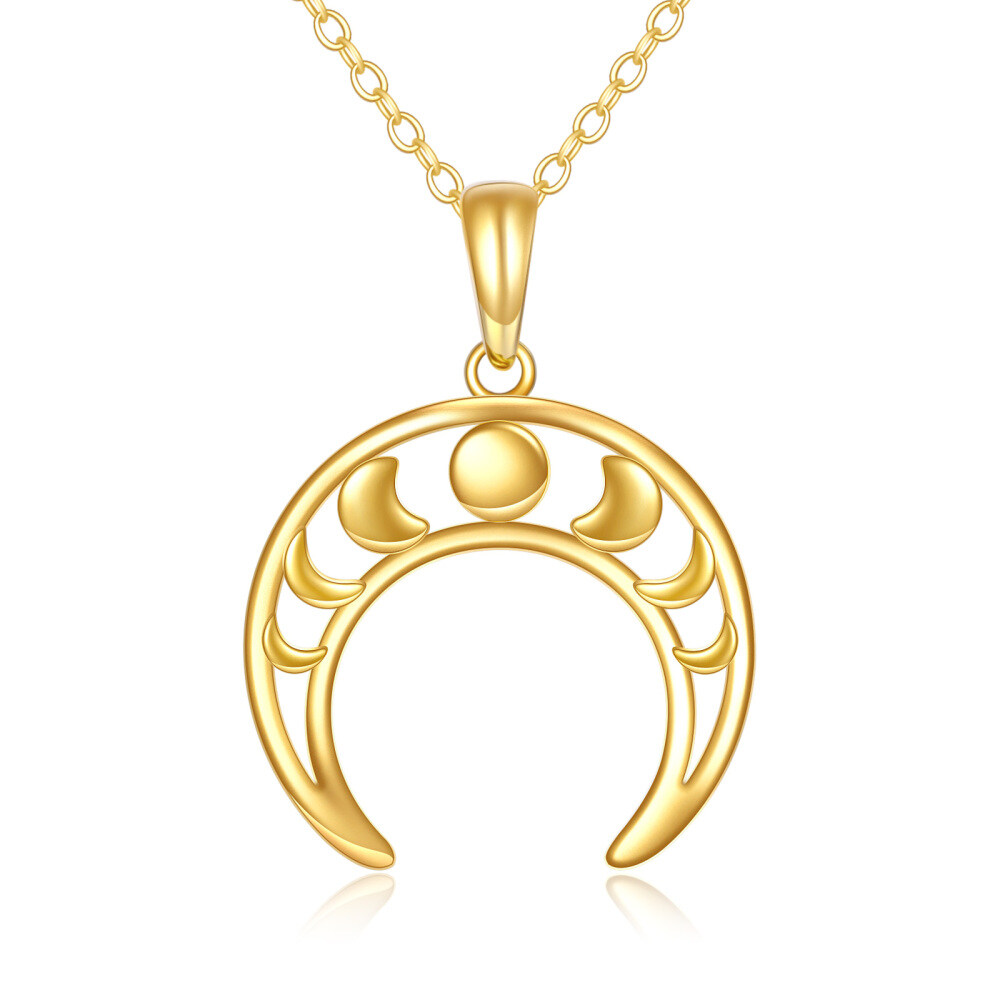 10K Gold Moon Pendant Necklace-1