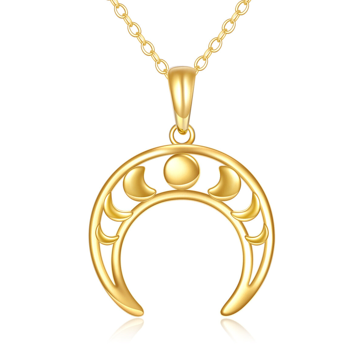 10K Gold Moon Pendant Necklace-1