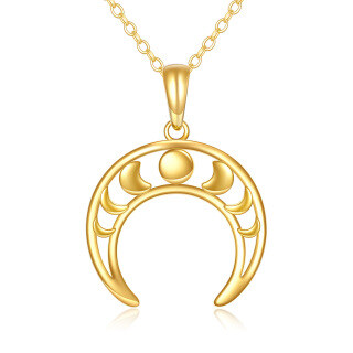 10K Gold Moon Pendant Necklace-37