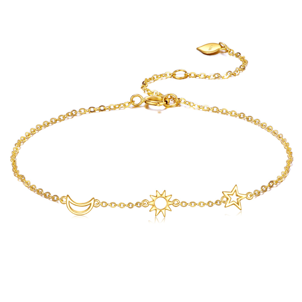 10K Gold Moon & Star Charm Bracelet-1