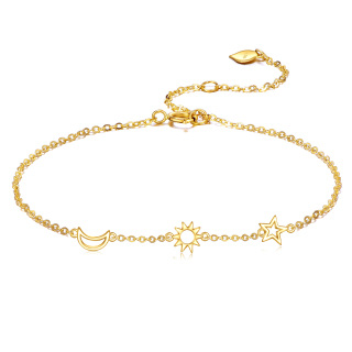 10K Gold Moon & Star Charm Bracelet-7