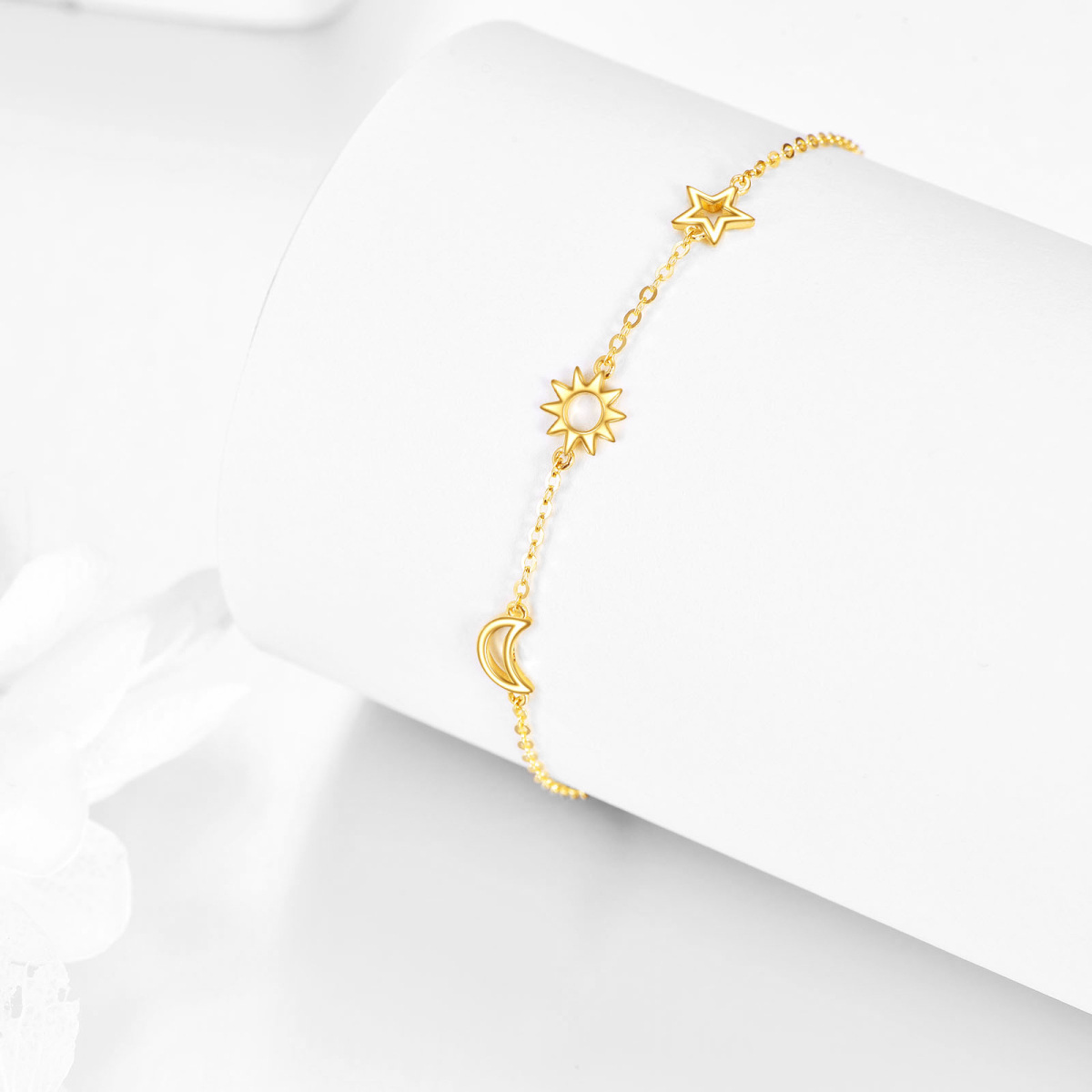 Armband mit Mond- und Sternanhänger aus 14 Karat Gold-3