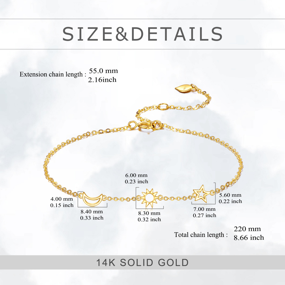 10K Gold Moon & Star Charm Bracelet-5