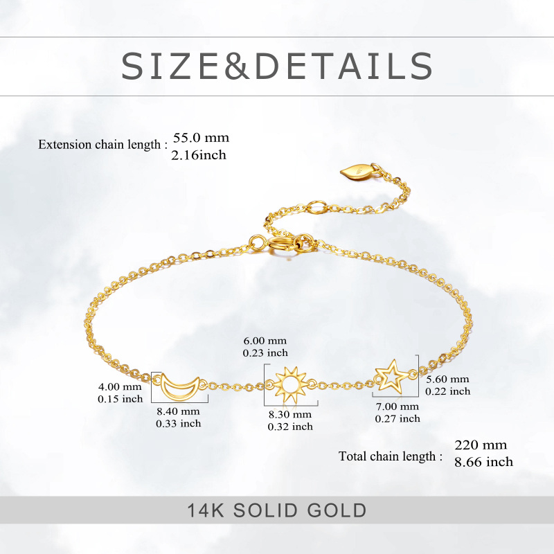 Pulseira com pendente de lua e estrela em ouro branco 10K-5