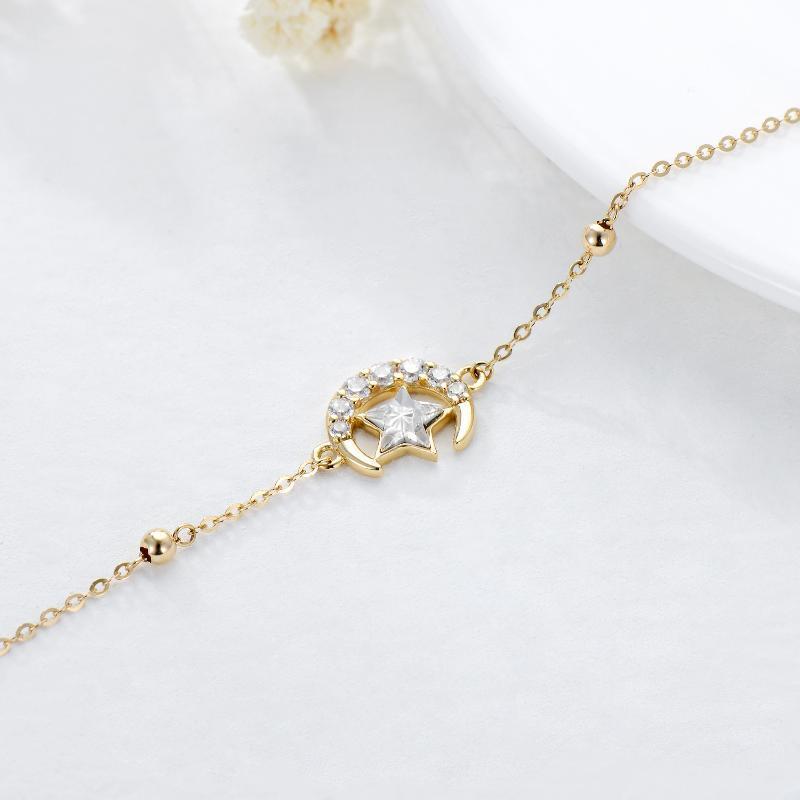 10K Gold Cubic Zirkonia Mond & Stern Anhänger Armband-4