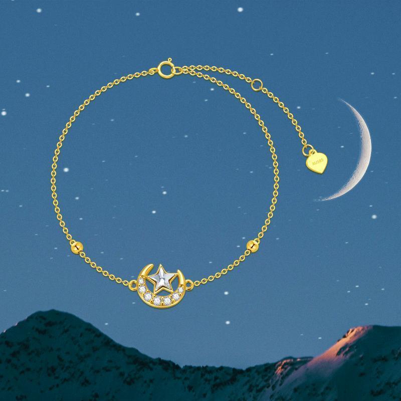 10K Gold Cubic Zirkonia Mond & Stern Anhänger Armband-5