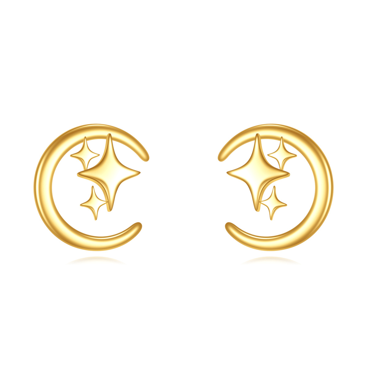 Aretes de luna y estrella en oro de 14 quilates-1