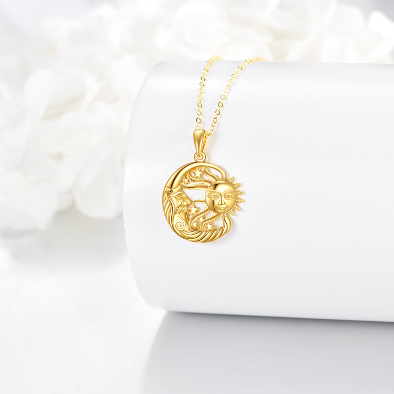 Colar com pendente de lua, estrela e sol em ouro branco 10K-3