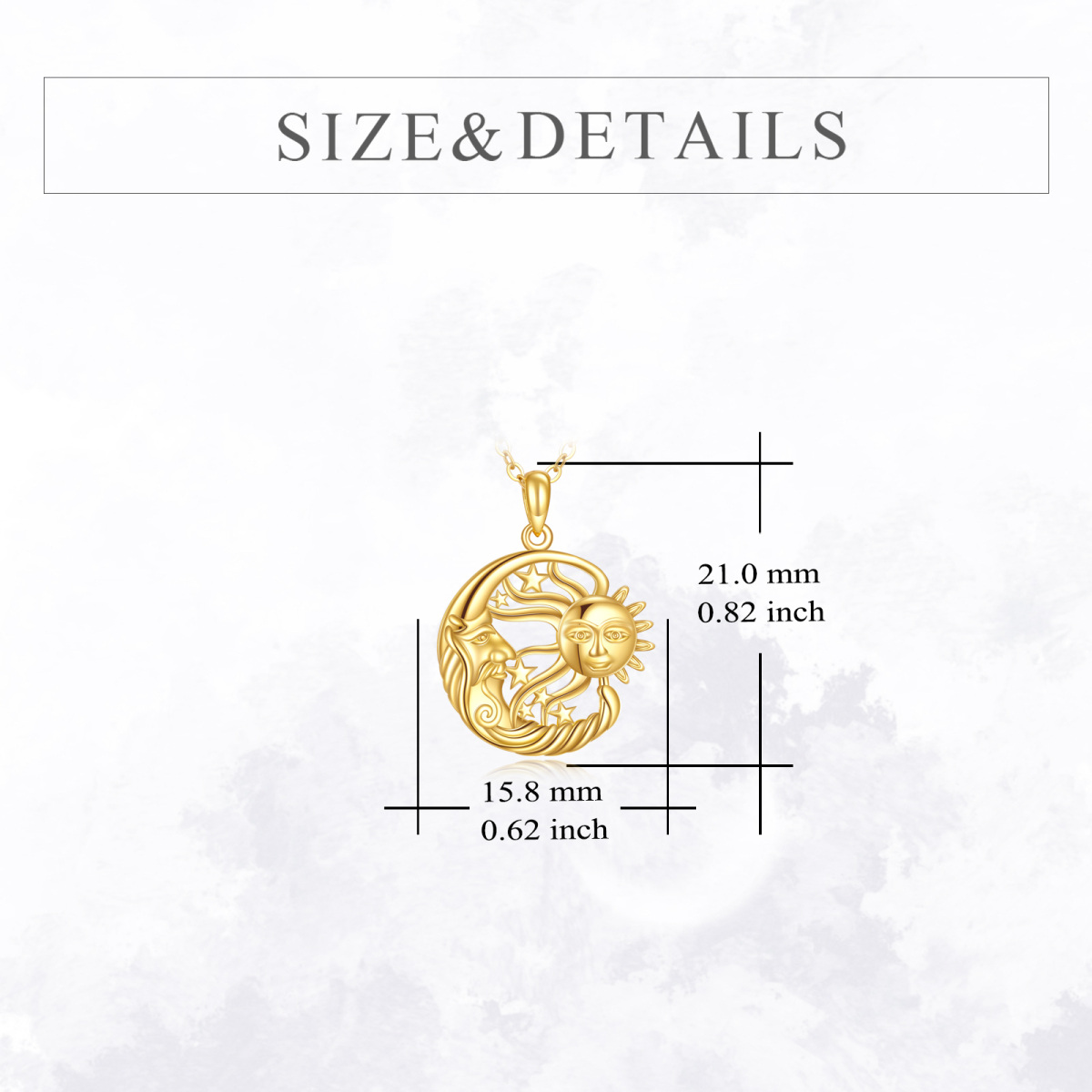 18K Gold Moon & Star & Sun Pendant Necklace-4