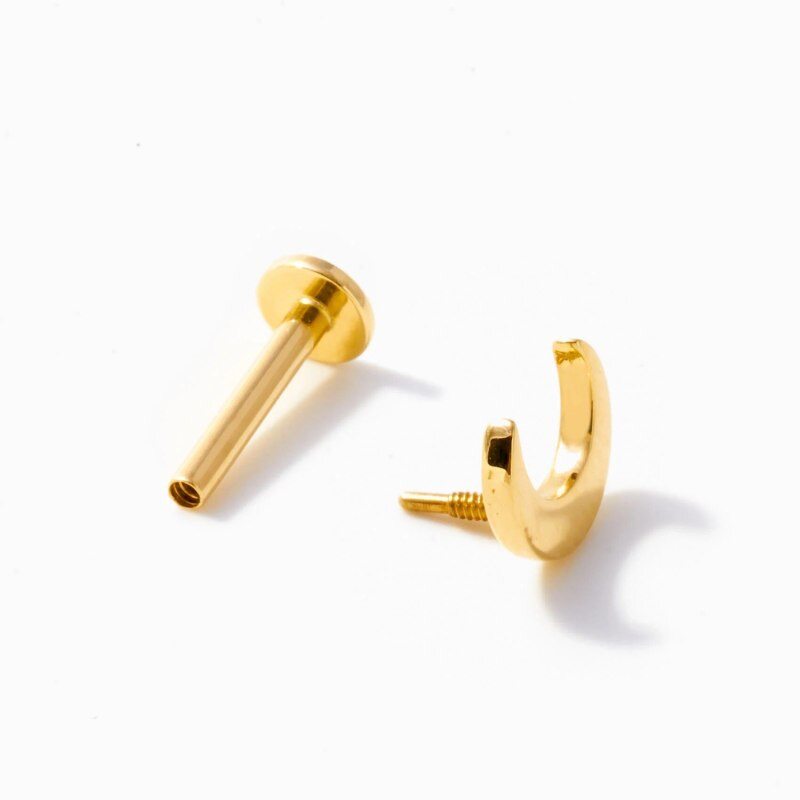 Aretes de tachuelas de luna en oro de 14 quilates-3