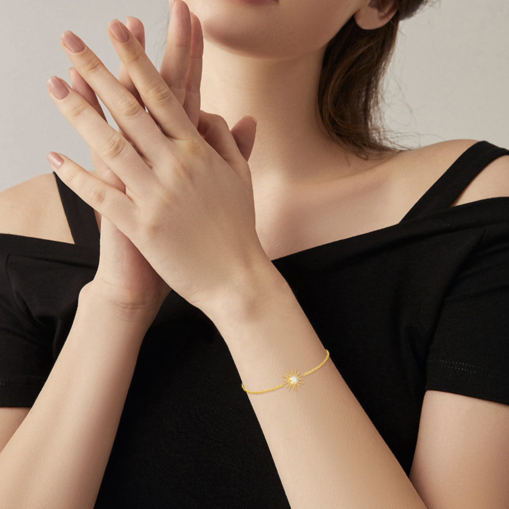 10K Gold Moon & Sun Charm Bracelet-2