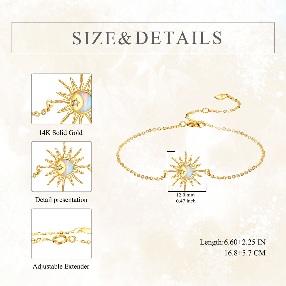10K Gold Moon & Sun Charm Bracelet-3