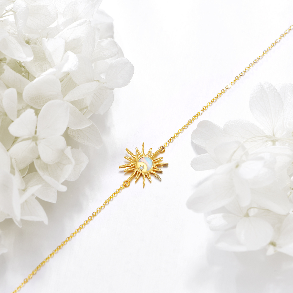 10K Gold Moon & Sun Charm Bracelet-4