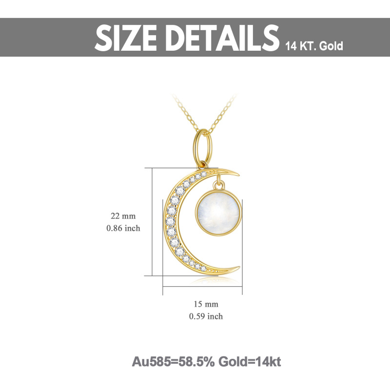 Halskette mit Mondstein-Anhänger aus 14 Karat Gold-5