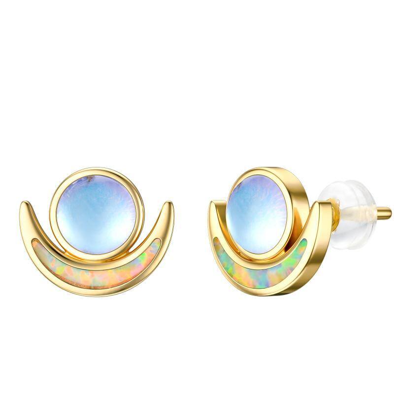 Boucles d'oreilles Moonstone & Opal Moon en or 14K-1