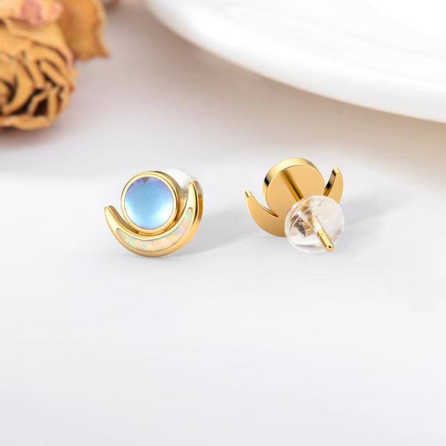 Boucles d'oreilles Moonstone & Opal Moon en or 14K-4