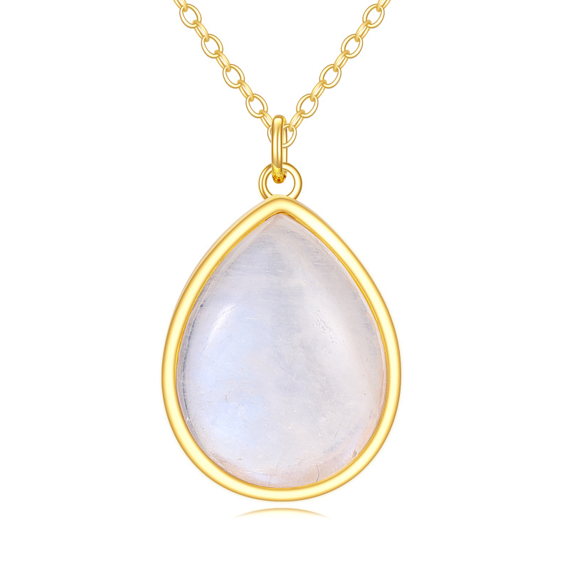 10K Gold Moonstone Oval Necklace for Women-17