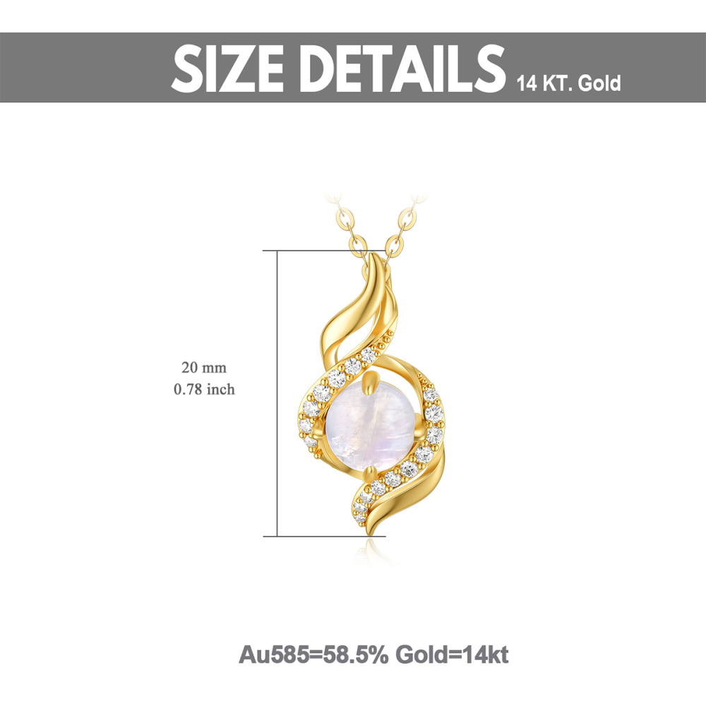 10K gouden kubieke zirkonia & maansteen lint hanger ketting-6