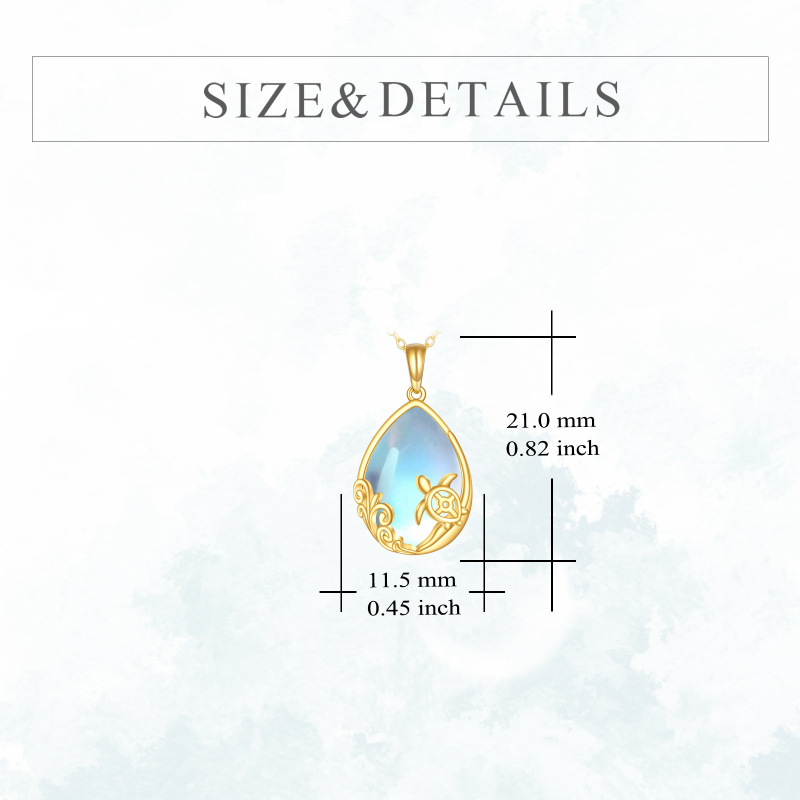 Collar colgante de oro de 14 quilates con piedra de luna y tortuga marina-5