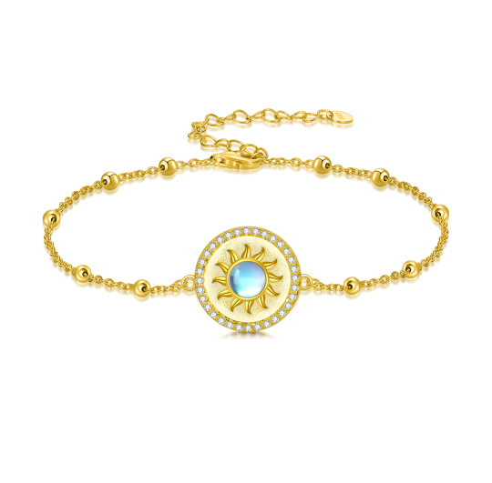 14K Gold Moonstone Sun Charm Bracelet-1