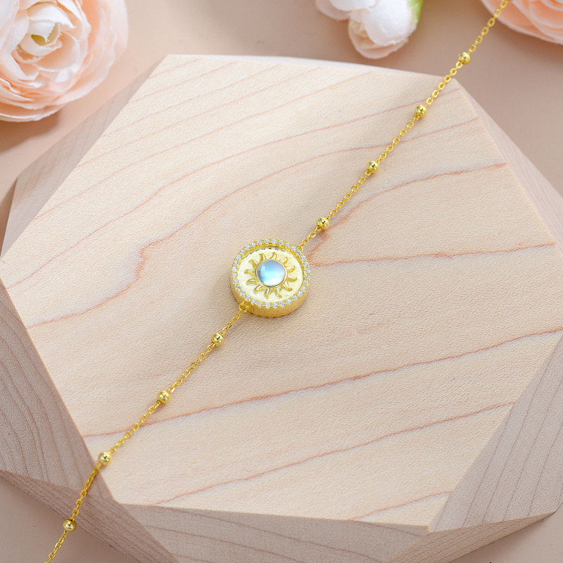 Bracelet à breloques soleil en or 10 carats et pierre de lune-4