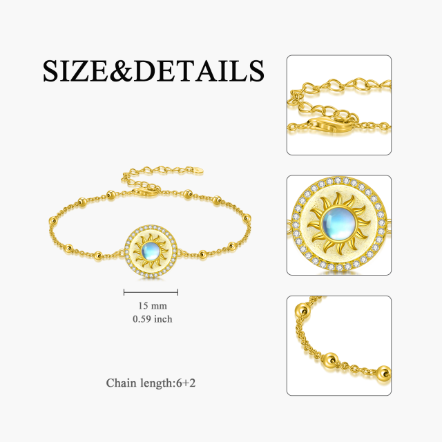 14K Gold Moonstone Sun Charm Bracelet-5