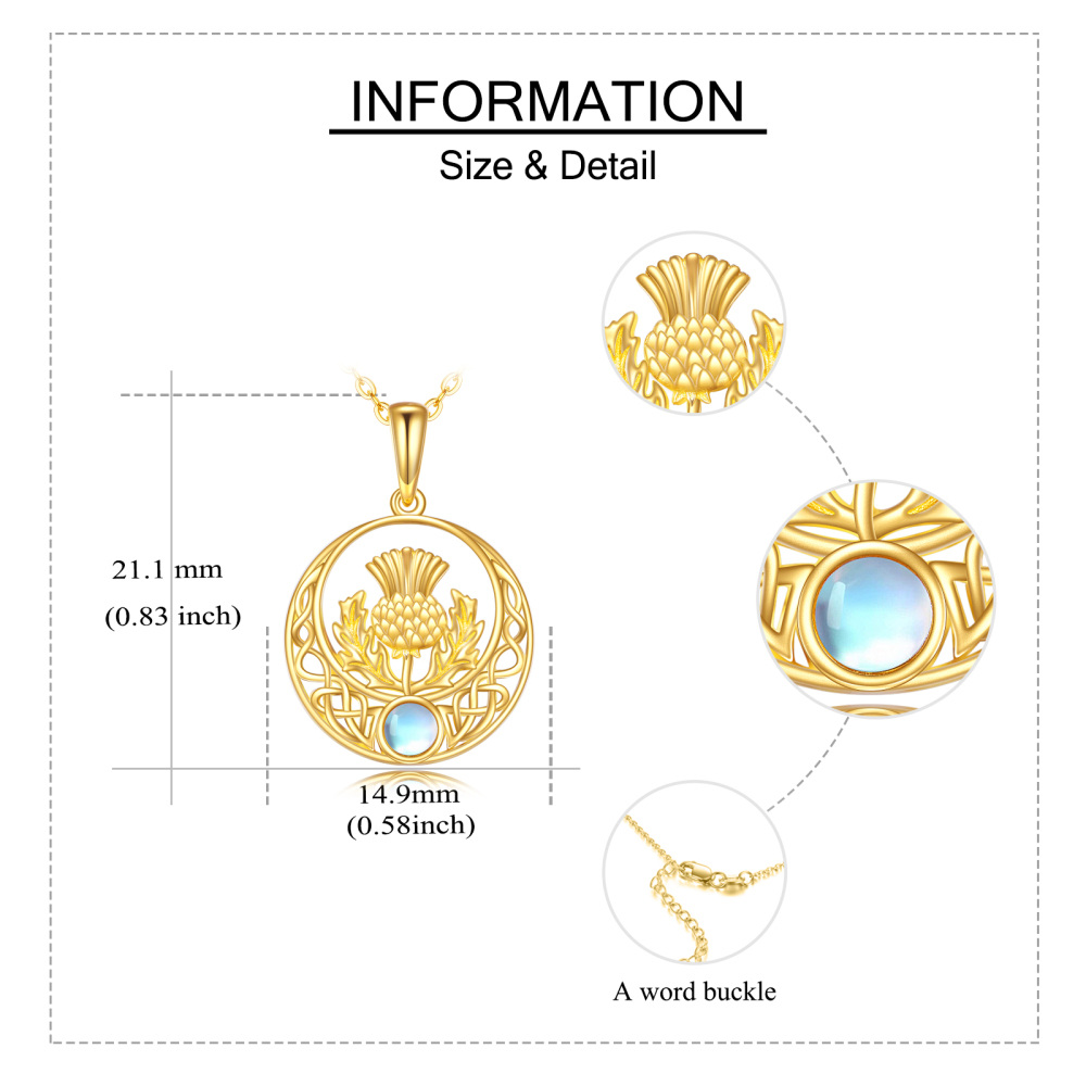 10K Gold Moonstone Tree Of Life & Celtic Knot Pendant Necklace-5