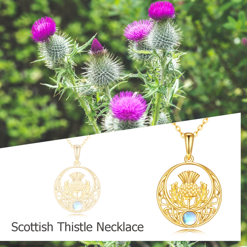 10K Gold Moonstone Tree Of Life & Celtic Knot Pendant Necklace-6