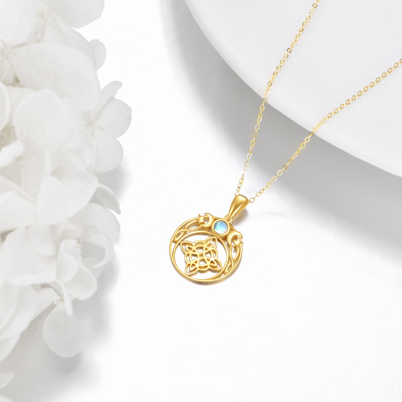10K Gold Moonstone Witch Pendant Necklace-3