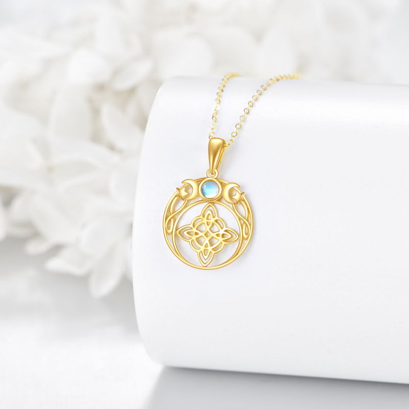 10K Gold Moonstone Witch Pendant Necklace-4