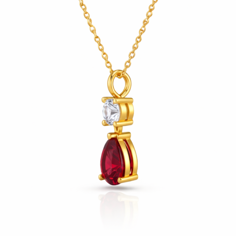 10K Gold Mother&Child Birthstone Necklace-4