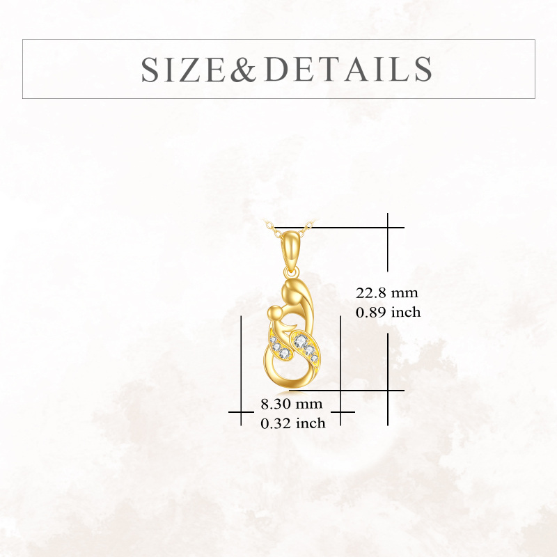 18K Gold Cubic Zirconia Mother & Children Pendant Necklace-5